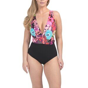 SKINNY DIPPERS Black Flower Shop Godiva One-piece Swimsuit